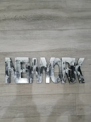 Lettere New York unite metallo legno
