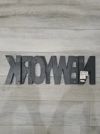 Lettere New York unite metallo legno