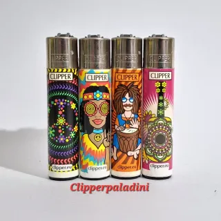 Set 4 Accendini Clipper Design Hippie
