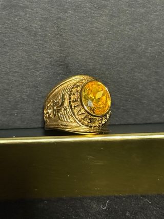 Anillo aceroChapado Oro 18k con Piedra citrino