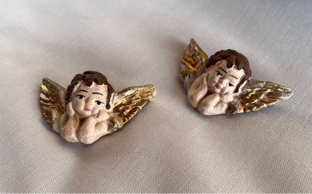 PAREJA DE ANGELITOS CELESTIALES MUY ANTIGUOS