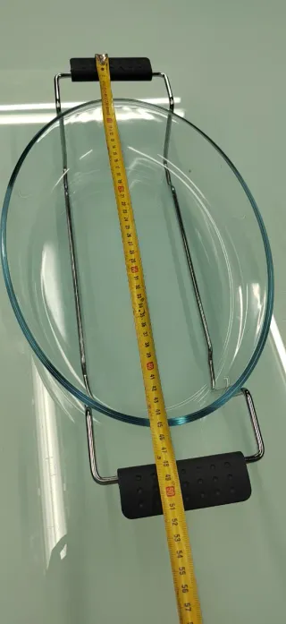 Fuente de cristal Pyrex con soporte