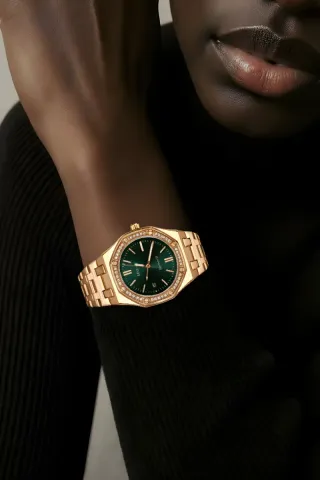 Reloj Skyline Esfera Verde Dorado Unisex