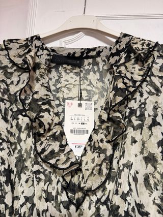 Vestido Zara Gasa Estampado Talla L