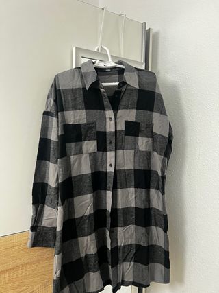 Vestido cuadros negro y gris