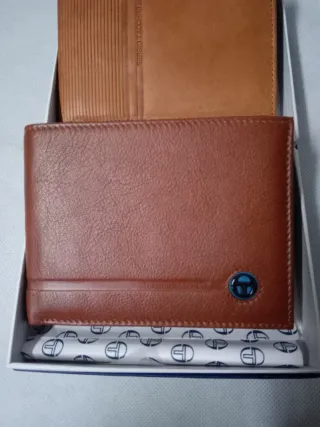 Coppia Portafogli Uomo Sergio Tacchini Pelle Cuoio