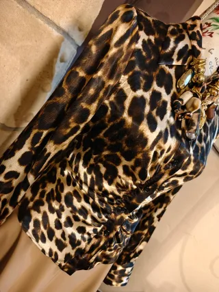 CAMISA FRUNCES SATINADA ESTAMPADO ANIMAL ZARA