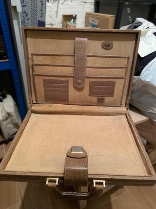 Maletín de piel LLADRÓ marrón y beige