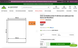 3 Tende a Rullo Beige 165x220