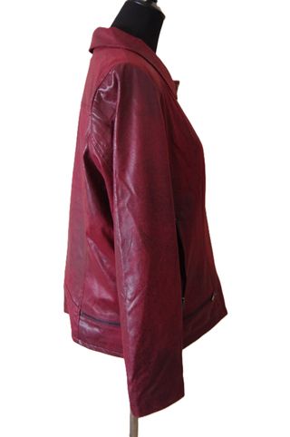 Chaqueta Biker Gamuza Burdeos Desgastado