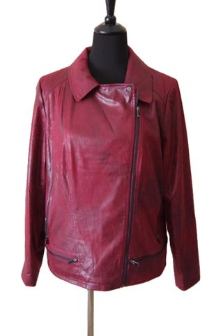 Chaqueta Biker Gamuza Burdeos Desgastado
