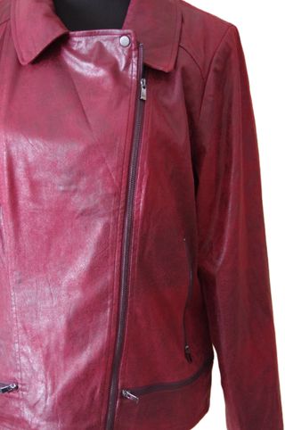 Chaqueta Biker Gamuza Burdeos Desgastado