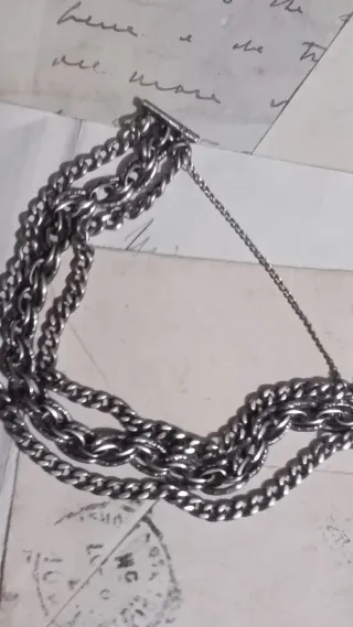 Bracciale Argento 800 3 Catene chiusura scomparsa