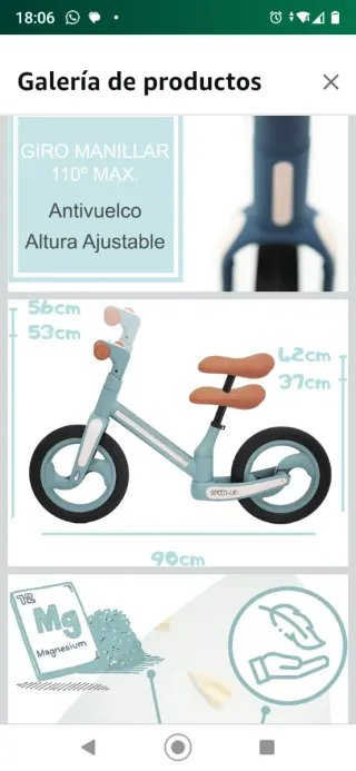 Bicicleta de equilibrio infantil rosa