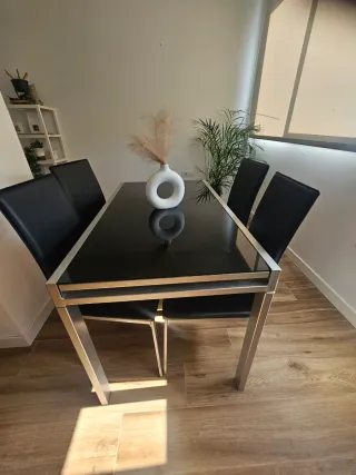 Mesa Comedor Cristal y Metal Extensible