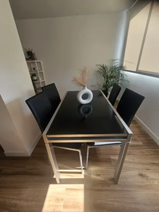 Mesa Comedor Cristal y Metal Extensible