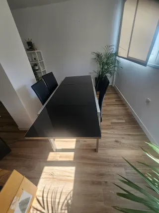 Mesa Comedor Cristal y Metal Extensible