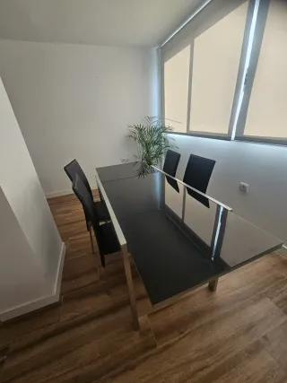 Mesa Comedor Cristal y Metal Extensible