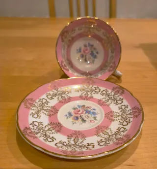 Taza de té y plato de porcelana