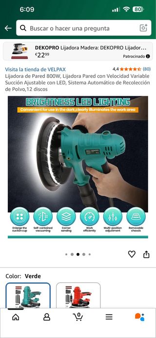 Lijadora Pared 800W Velocidad Variable