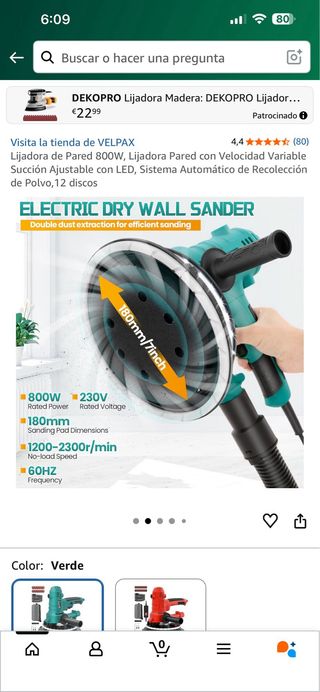 Lijadora Pared 800W Velocidad Variable