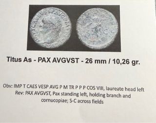 Moneda Imperio Romano Tito AS