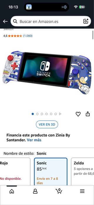 Mandos Hori Split Pad Pro Sonic Nintendo Switch