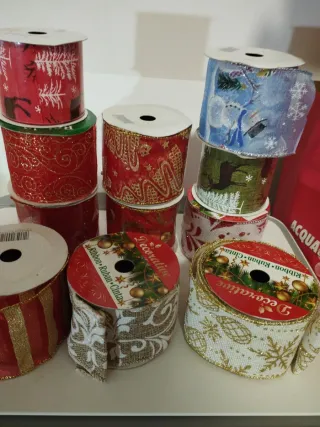 Lotto nastri stoffa e raso glitterato