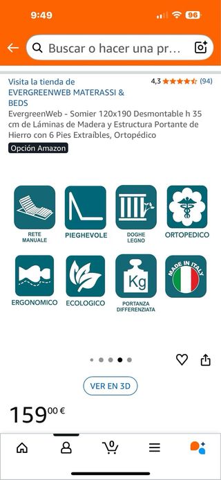 Somier Plegable EvergreenWeb 120x190