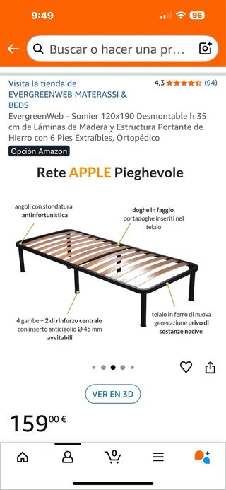 Somier Plegable EvergreenWeb 120x190