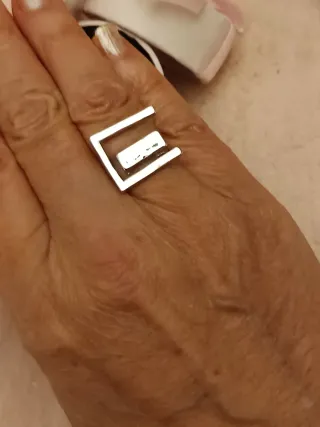 Anillo plata diseño geométrico