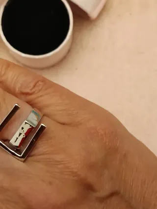 Anillo plata diseño geométrico