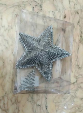 Punta albero Natale Stella Glitter Argento