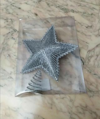 Punta albero Natale Stella Glitter Argento