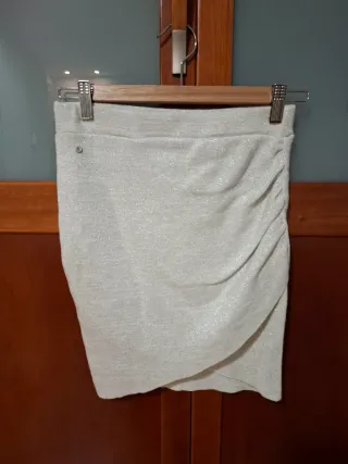 Falda fiesta plateada talla única