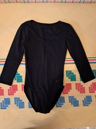 Body ginnastica nera manica lunga bambina