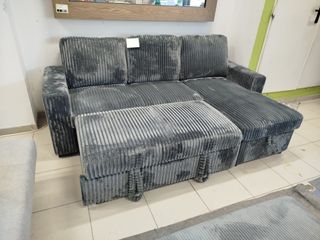 Chaise Longe + portavasos, terciopelo acanalado
