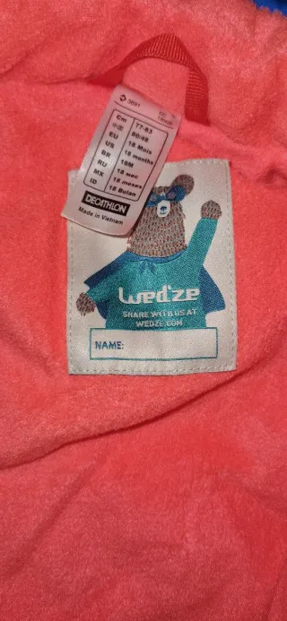 Mono nieve 18m-2 AÑOS azul con guantes