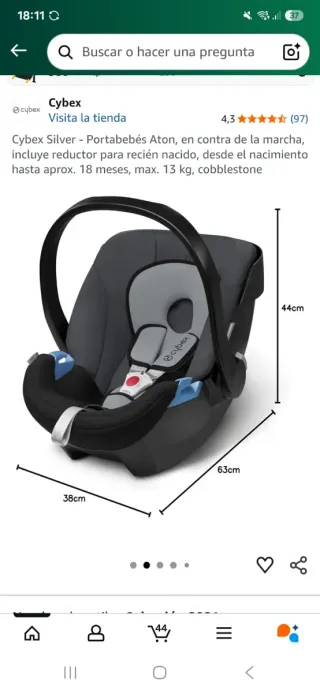 Silla coche Cybex Aton Silver cobblestone