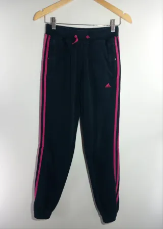 Pantalón Deportivo Adidas Negro y Rosa