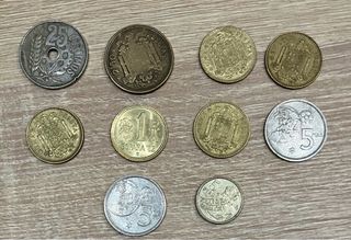 Lote 10 monedas: República, Franco, Juan Carlos I