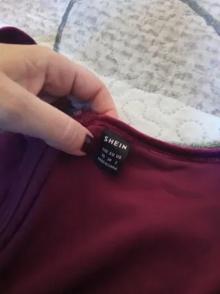 Vestido Terciopelo Granate Escote Cuadrado Manga L