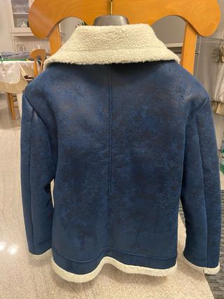 Giacca blu collo lana