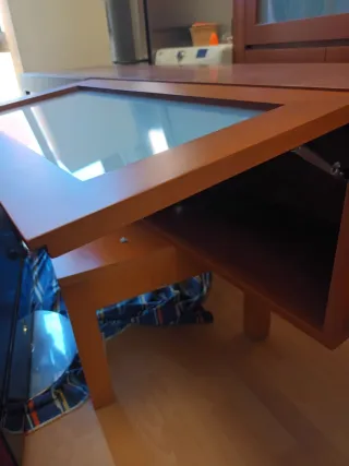 Estantería comedor madera y cristal