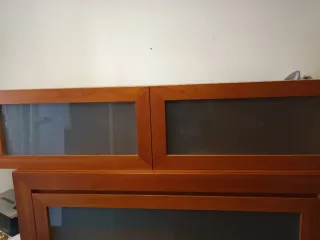 Estantería comedor madera y cristal