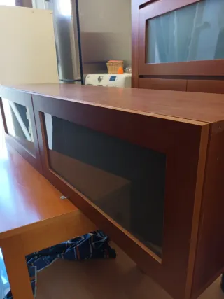 Estantería comedor madera y cristal