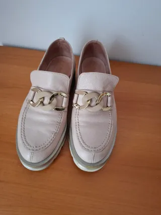 Mocassini donna pelle beige oro n.37