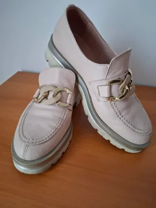 Mocassini donna pelle beige oro n.37