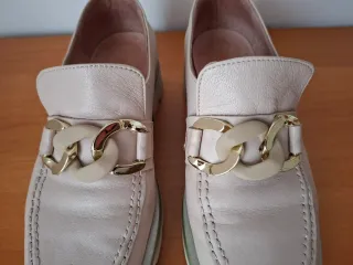 Mocassini donna pelle beige oro n.37