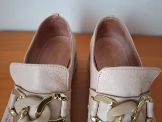 Mocassini donna pelle beige oro n.37